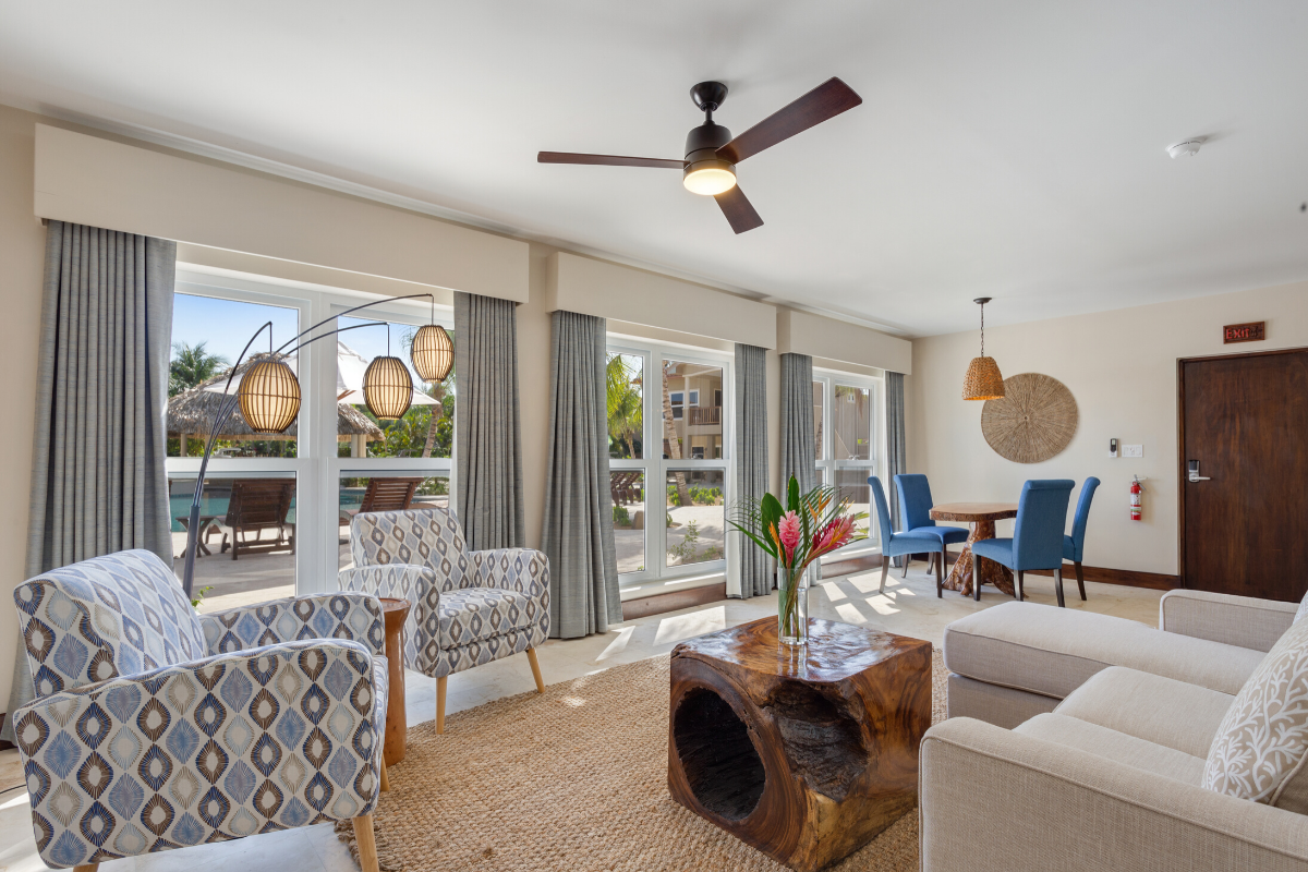 Coral Bungalow - Living Area | Sirenian Bay | Luxury Vacation Resort in Placencia, Belize