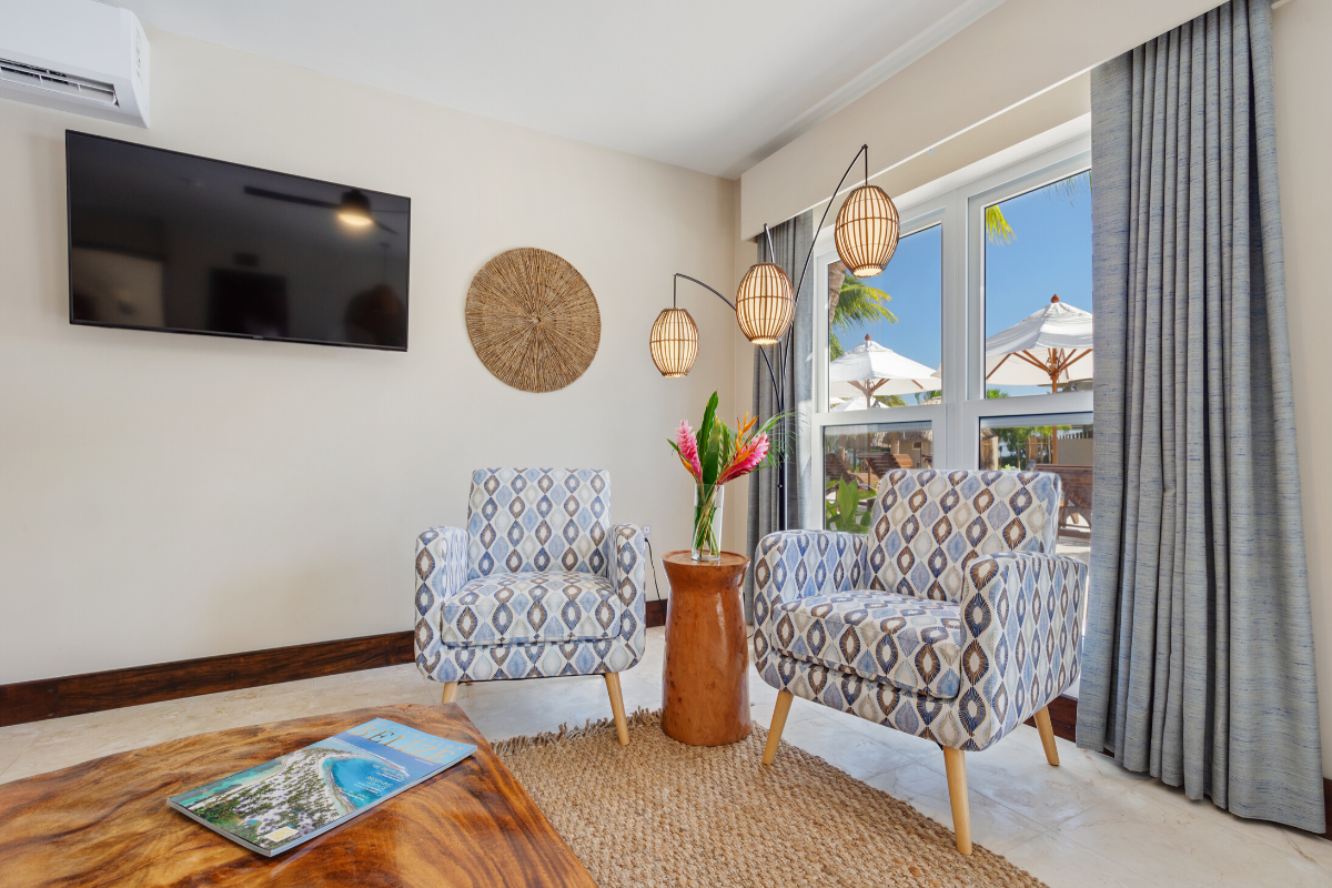 Coral Bungalow Living Area | Sirenian Bay | Luxury Vacation Resort in Placencia, Belize