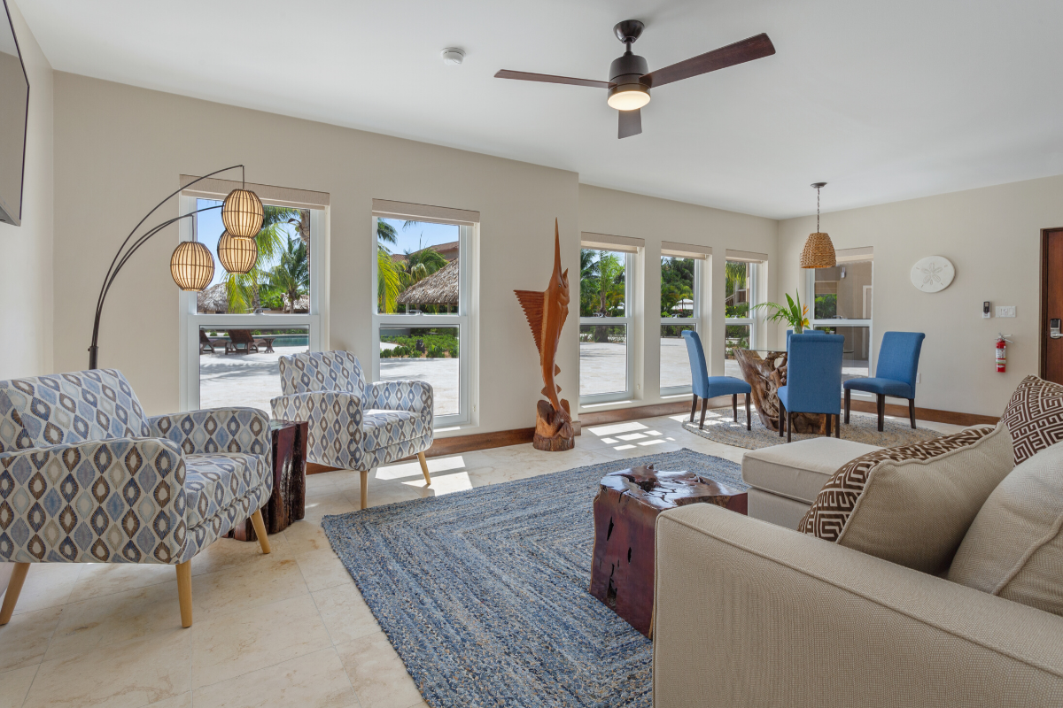 Marlin Bungalow - Living Area | Sirenian Bay | Luxury Vacation Resort in Placencia, Belize
