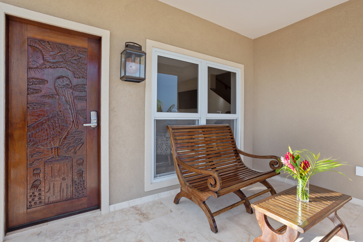 Pelican Bungalow Downstairs Patio | Sirenian Bay | Luxury Vacation Resort in Placencia, Belize
