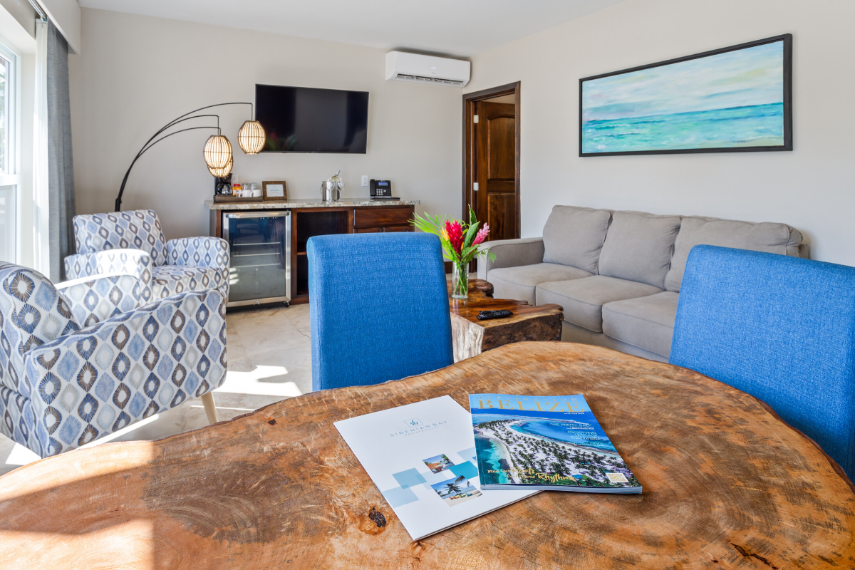 Sand Dollar Bungalow Living Area | Sirenian Bay | Luxury Vacation Resort in Placencia, Belize