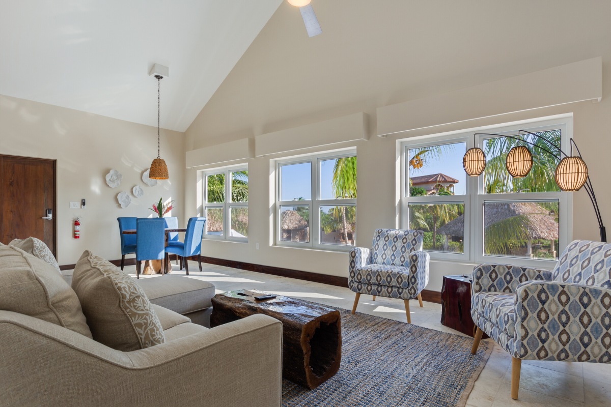 Seashell Bungalow - Living Area | Sirenian Bay | Luxury Vacation Resort in Placencia, Belize