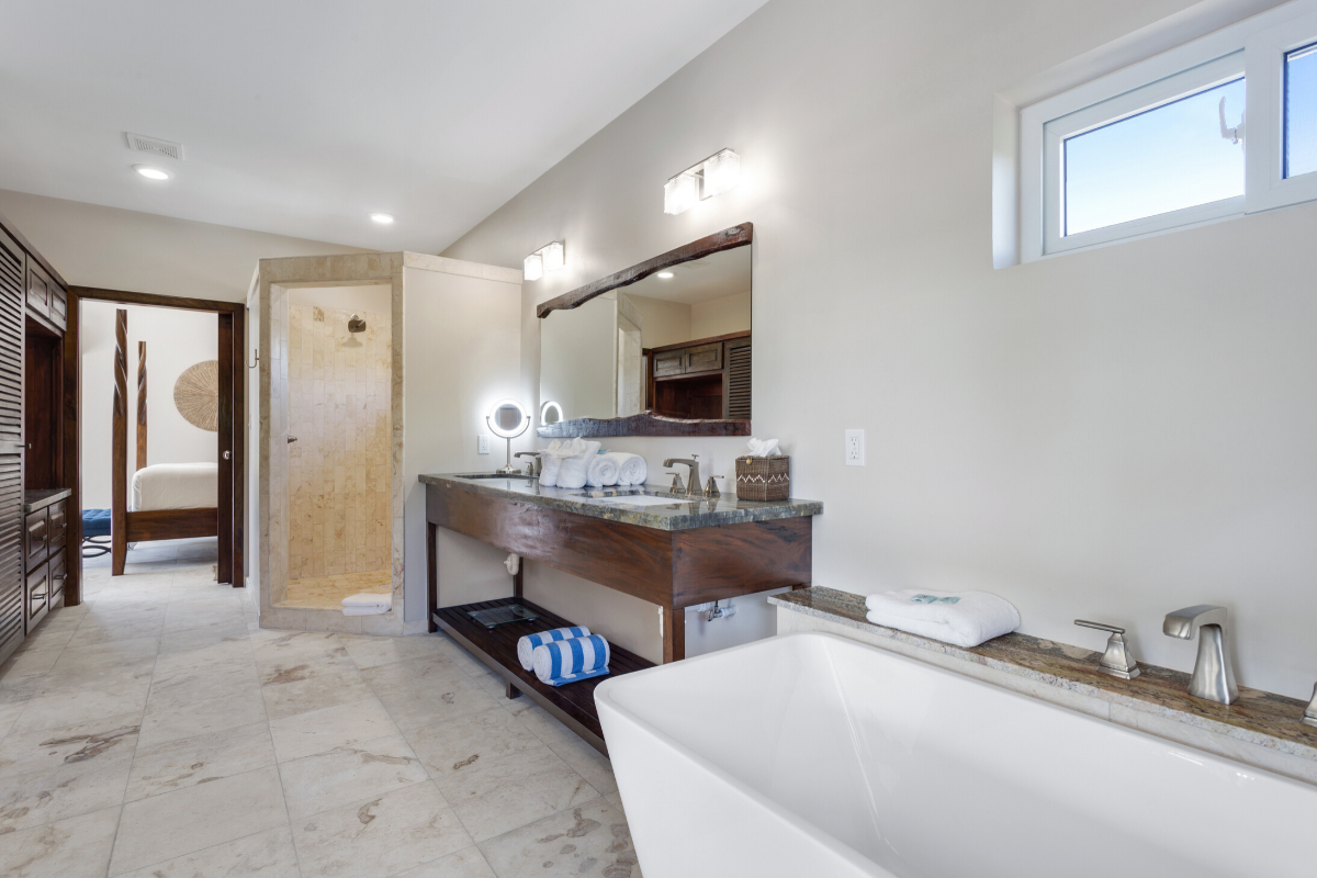 Whale Shark Bungalow - Bathroom | Sirenian Bay | Luxury Vacation Resort in Placencia, Belize