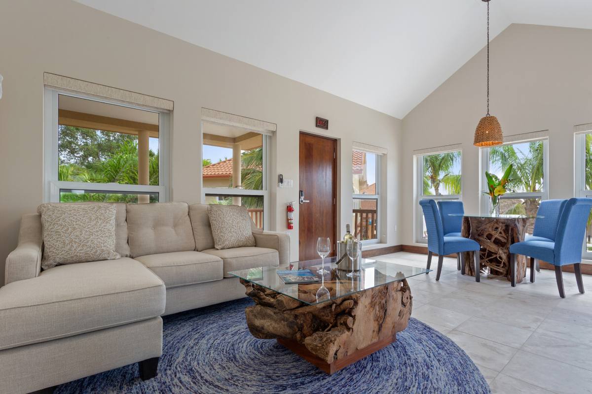 Whale Shark Bungalow - Living Area | Sirenian Bay | Luxury Vacation Resort in Placencia, Belize